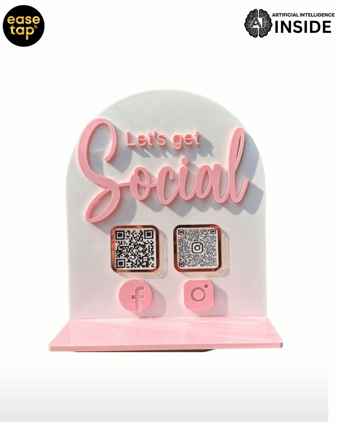 2 QR Standee – Neon Blue Slim | UPI + Google Review - EaseTap India