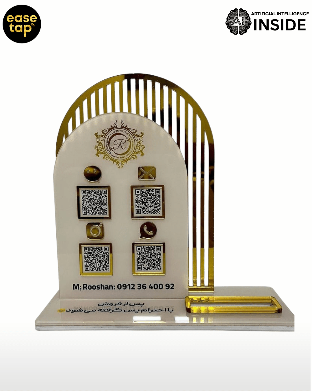 4 QR Standee – Premium Midnight Blue | UPI + Instagram + WhatsApp + Review - EaseTap India