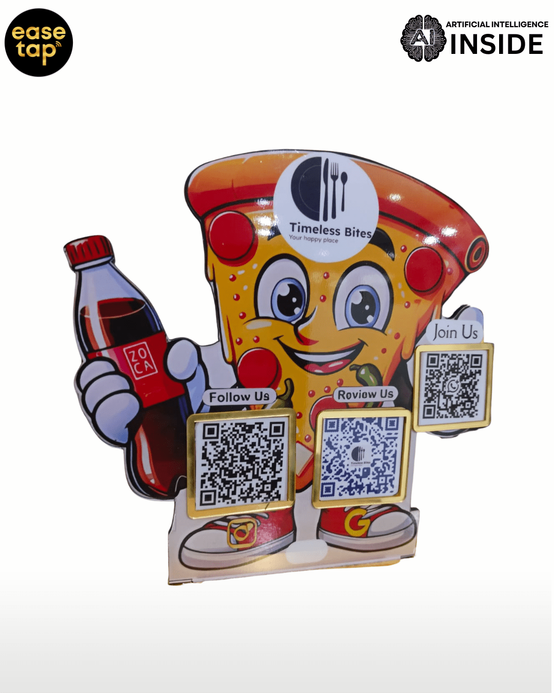 PIZZA SHAPE 3 QR STANDEE FOR RESTAURANT - EaseTap India