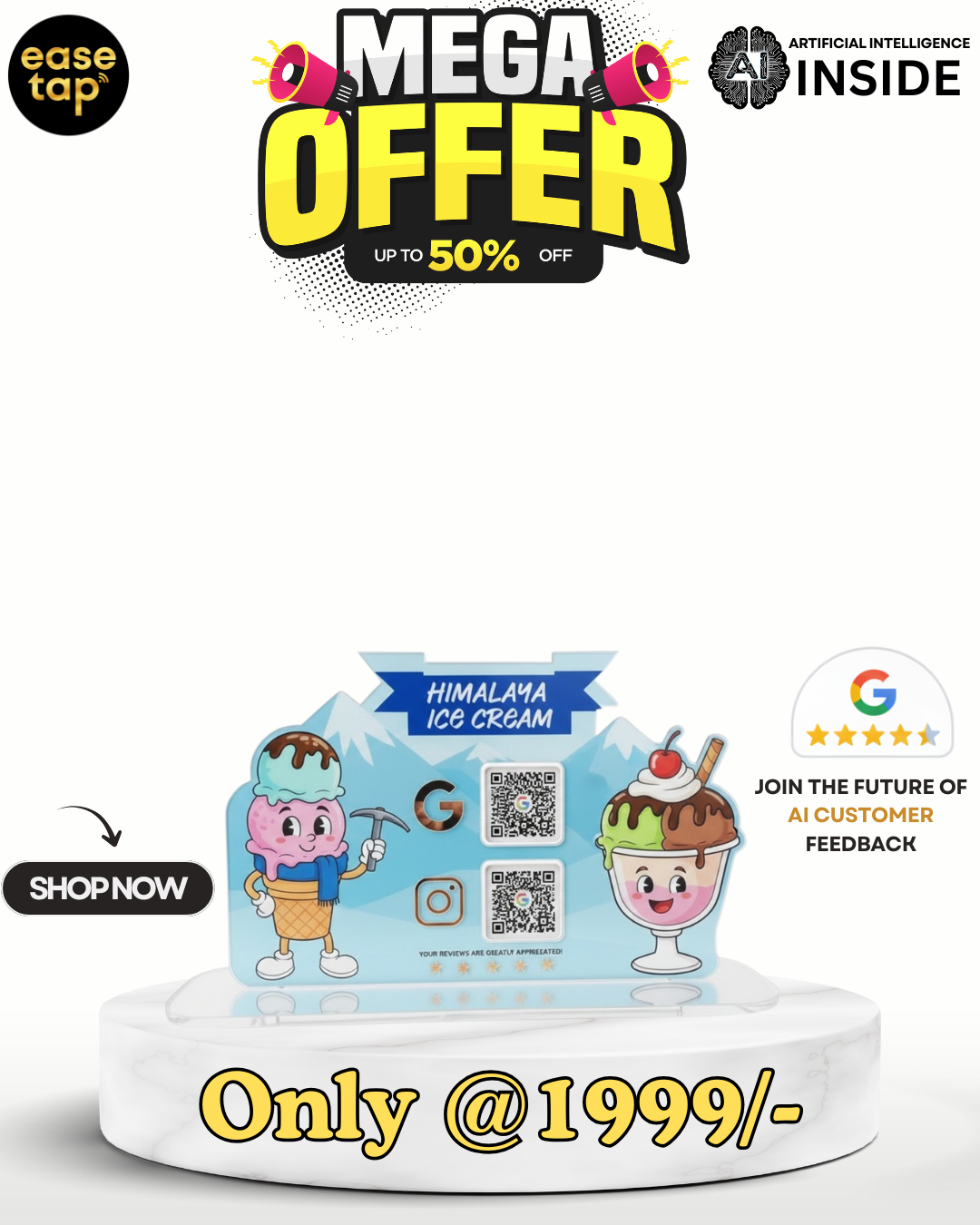 EASETAP CUSTOM SHAPE 2 QR STANDEE