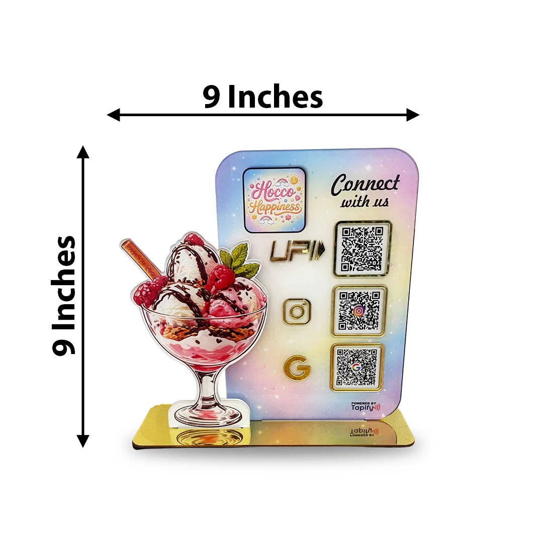 Custom Ice Cream Shape 3 - in - 1 QR Standee - EaseTap India