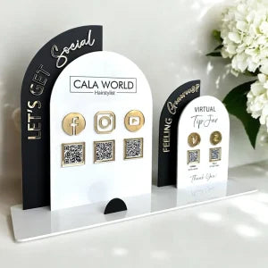 Premium 5 Qr standee Acrylic Social Media for Marketing, Business Card Holder, Website, Instagram, Facebook